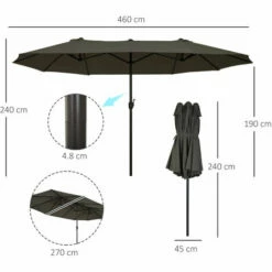 Outsunny Sun Umbrella Canopy Double-sided Crank Sun Shade Shelter 4.6M Grey -Outsunny store 13140191 2