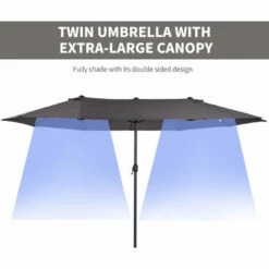 Outsunny Sun Umbrella Canopy Double-sided Crank Sun Shade Shelter 4.6M Grey -Outsunny store 13140191 4