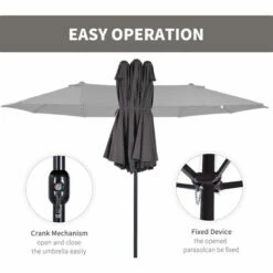 Outsunny Sun Umbrella Canopy Double-sided Crank Sun Shade Shelter 4.6M Grey -Outsunny store 13140191 5
