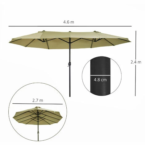 Outsunny 4.6M Garden Patio Umbrella Canopy Parasol Sun Shade w/o Base Tan Outsunny 4.6M Garden Patio Umbrella Canopy Parasol Sun Shade W/o Base Tan -Outsunny store 13140193 2