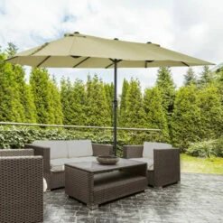 Outsunny 4.6M Garden Patio Umbrella Canopy Parasol Sun Shade W/o Base Tan 4 Outsunny 4.6M Garden Patio Umbrella Canopy Parasol Sun Shade W/o Base Tan -Outsunny store 13140193 3