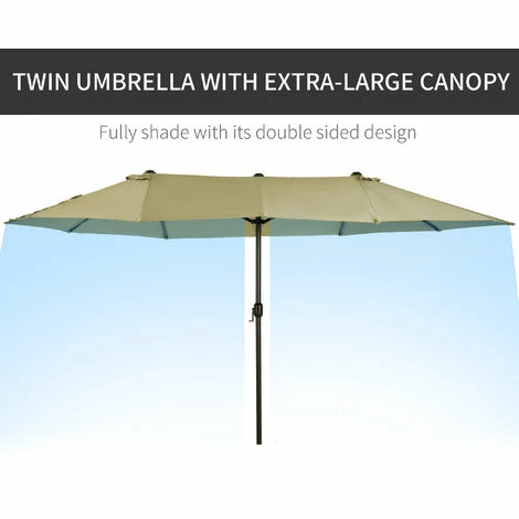Outsunny 4.6M Garden Patio Umbrella Canopy Parasol Sun Shade w/o Base Tan Outsunny 4.6M Garden Patio Umbrella Canopy Parasol Sun Shade W/o Base Tan -Outsunny store 13140193 4