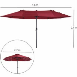 Outsunny 4.6M Garden Patio Umbrella Canopy Parasol Sun Shade W/o Base Wine Red -Outsunny store 13140194 2