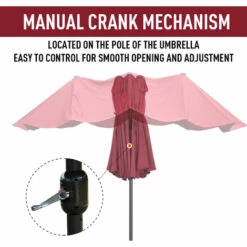 Outsunny 4.6M Garden Patio Umbrella Canopy Parasol Sun Shade W/o Base Wine Red -Outsunny store 13140194 4