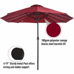 Outsunny 4.6M Garden Patio Umbrella Canopy Parasol Sun Shade W/o Base Wine Red -Outsunny store 13140194 5