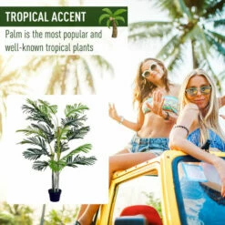 Outsunny 150cm(5ft) Palm Tree Artificial Faux Decor Green Plant Home Office -Outsunny store 13140231 4