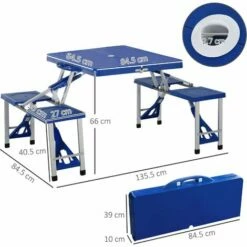 Alternative view of Outsunny Picnic Table Chair Set 4 Seat Aluminium PP W/ 2.7cm Umbrella Hole