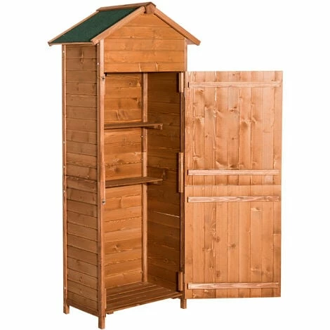 Outsunny Wood Garden Storage Shed Tool Cabinet w/ Felt Roof, 190x79x49cm, Brown Outsunny Wood Garden Storage Shed Tool Cabinet W/ Felt Roof, 190x79x49cm, Brown -Outsunny store 1366695 1