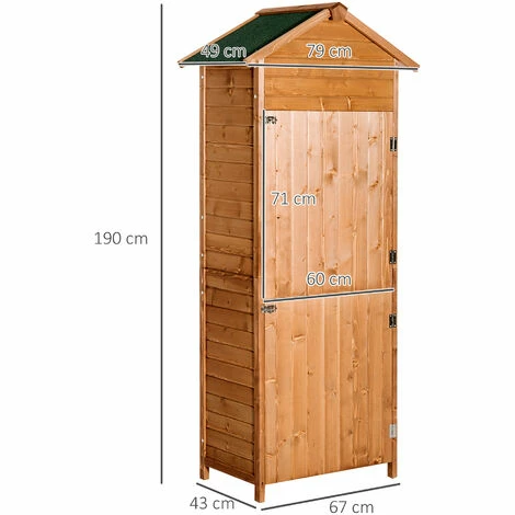 Outsunny Wood Garden Storage Shed Tool Cabinet w/ Felt Roof, 190x79x49cm, Brown Outsunny Wood Garden Storage Shed Tool Cabinet W/ Felt Roof, 190x79x49cm, Brown -Outsunny store 1366695 2