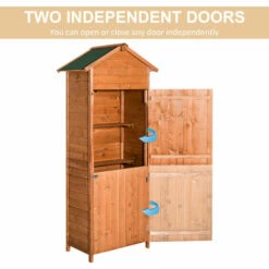 Outsunny Wood Garden Storage Shed Tool Cabinet W/ Felt Roof, 190x79x49cm, Brown 6 Outsunny Wood Garden Storage Shed Tool Cabinet W/ Felt Roof, 190x79x49cm, Brown -Outsunny store 1366695 5