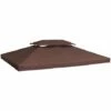 Outsunny 3x4m Gazebo Replacement Roof Canopy 2 Tier Top UV Cover Patio Brown -Outsunny store 1366698 1
