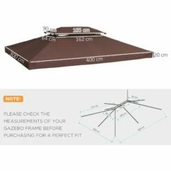 Outsunny 3x4m Gazebo Replacement Roof Canopy 2 Tier Top UV Cover Patio Brown -Outsunny store 1366698 2