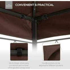 Outsunny 3x4m Gazebo Replacement Roof Canopy 2 Tier Top UV Cover Patio Brown -Outsunny store 1366698 5