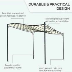 Outsunny 3m X 3m Deluxe Canopy Metal Wall Gazebo Awning Garden Marquee Shelter Door Porch -Outsunny store 1366705 4