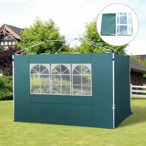 Outsunny Gazebo Replacement Exchangeable Side Wall Panels W/ Window Green 5 Outsunny Gazebo Replacement Exchangeable Side Wall Panels W/ Window Green - Image 3