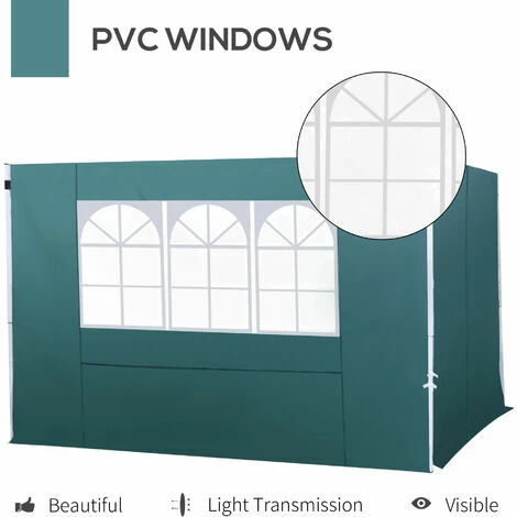Outsunny Gazebo Replacement Exchangeable Side Wall Panels W/ Window Green 7 Outsunny Gazebo Replacement Exchangeable Side Wall Panels W/ Window Green - Image 5