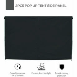 Outsunny Gazebo Replacement Exchangeable Side Wall Panels W/ Window Black -Outsunny store 1366713 4