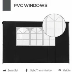 Outsunny Gazebo Replacement Exchangeable Side Wall Panels W/ Window Black -Outsunny store 1366713 5