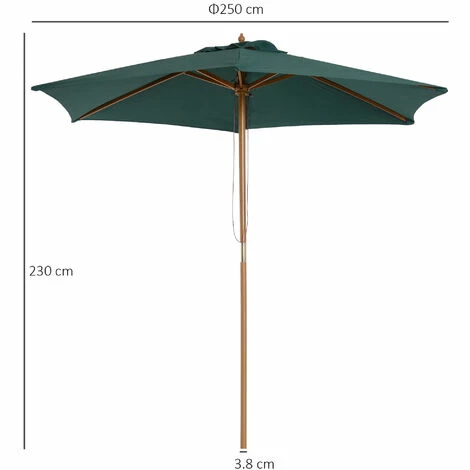 Outsunny 2.5m Wood Garden Parasol Sun Shade Patio Outdoor Wooden Umbrella Canopy Outsunny 2.5m Wood Garden Parasol Sun Shade Patio Outdoor Wooden Umbrella Canopy -Outsunny store 1366714 2