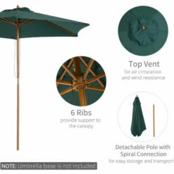 Outsunny 2.5m Wood Garden Parasol Sun Shade Patio Outdoor Wooden Umbrella Canopy 5 Outsunny 2.5m Wood Garden Parasol Sun Shade Patio Outdoor Wooden Umbrella Canopy -Outsunny store 1366714 4