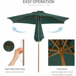 Outsunny 2.5m Wood Garden Parasol Sun Shade Patio Outdoor Wooden Umbrella Canopy 6 Outsunny 2.5m Wood Garden Parasol Sun Shade Patio Outdoor Wooden Umbrella Canopy -Outsunny store 1366714 5