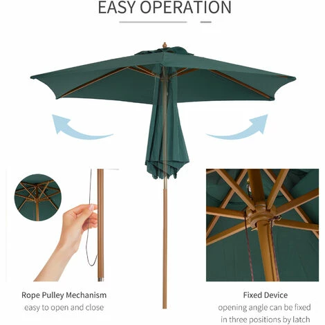 Outsunny 2.5m Wood Garden Parasol Sun Shade Patio Outdoor Wooden Umbrella Canopy Outsunny 2.5m Wood Garden Parasol Sun Shade Patio Outdoor Wooden Umbrella Canopy -Outsunny store 1366714 5