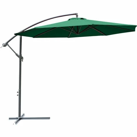 Outsunny 3(m) Garden Banana Parasol Cantilever Umbrella w/ Crank, Green Outsunny 3(m) Garden Banana Parasol Cantilever Umbrella W/ Crank, Green -Outsunny store 1366715 1