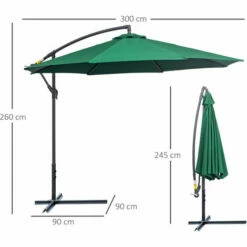 Outsunny 3(m) Garden Banana Parasol Cantilever Umbrella W/ Crank, Green 3 Outsunny 3(m) Garden Banana Parasol Cantilever Umbrella W/ Crank, Green -Outsunny store 1366715 2