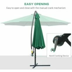 Outsunny 3(m) Garden Banana Parasol Cantilever Umbrella W/ Crank, Green 5 Outsunny 3(m) Garden Banana Parasol Cantilever Umbrella W/ Crank, Green -Outsunny store 1366715 4