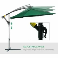 Outsunny 3(m) Garden Banana Parasol Cantilever Umbrella W/ Crank, Green 6 Outsunny 3(m) Garden Banana Parasol Cantilever Umbrella W/ Crank, Green -Outsunny store 1366715 5