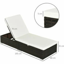 Outsunny Patio Rattan Chaise Lounge Garden Pool Wicker Sun Lounger Adjustable -Outsunny store 1366718 2