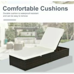 Outsunny Patio Rattan Chaise Lounge Garden Pool Wicker Sun Lounger Adjustable -Outsunny store 1366718 5