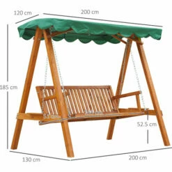 Alternative view of Outsunny Swing Chair 3 Seater Swinging Wooden Hammock Garden Seat Outdoor Canopy