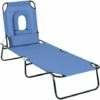 Outsunny Folding Sun Lounger Reclining Chair W/ Pillow Reading Hole Blue -Outsunny store 1366729 1