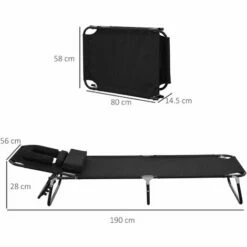 Outsunny Sun Bed Chairs Garden Lounger Reclining Folding Relaxer Beach Chair Patio Camping Black -Outsunny store 1366730 2