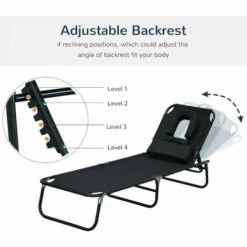Outsunny Sun Bed Chairs Garden Lounger Reclining Folding Relaxer Beach Chair Patio Camping Black -Outsunny store 1366730 4