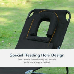 Outsunny Sun Bed Chairs Garden Lounger Reclining Folding Relaxer Beach Chair Patio Camping Black -Outsunny store 1366730 5