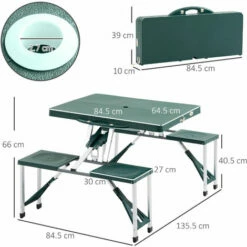 Outsunny Picnic Table Chair Set 4 Seat Aluminium PP W/ 2.7cm Umbrella Hole 3 Outsunny Picnic Table Chair Set 4 Seat Aluminium PP W/ 2.7cm Umbrella Hole -Outsunny store 1366735 2