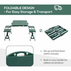 Outsunny Picnic Table Chair Set 4 Seat Aluminium PP W/ 2.7cm Umbrella Hole 5 Outsunny Picnic Table Chair Set 4 Seat Aluminium PP W/ 2.7cm Umbrella Hole -Outsunny store 1366735 4