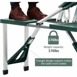 Outsunny Picnic Table Chair Set 4 Seat Aluminium PP W/ 2.7cm Umbrella Hole 6 Outsunny Picnic Table Chair Set 4 Seat Aluminium PP W/ 2.7cm Umbrella Hole -Outsunny store 1366735 5