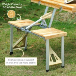 Outsunny Wooden Portable Folding Camping Picnic Table BBQ Chairs Stools Set -Outsunny store 1366736 5