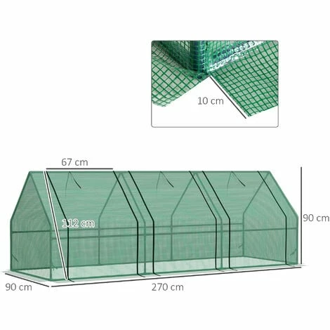 Outsunny 2.7M Steeple Polytunnel Greenhouse Poly Tunnel Green Hot House Steel Frame New Outsunny 2.7M Steeple Polytunnel Greenhouse Poly Tunnel Green Hot House Steel Frame New -Outsunny store 1366740 2