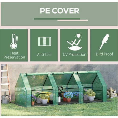 Outsunny 2.7M Steeple Polytunnel Greenhouse Poly Tunnel Green Hot House Steel Frame New Outsunny 2.7M Steeple Polytunnel Greenhouse Poly Tunnel Green Hot House Steel Frame New -Outsunny store 1366740 4