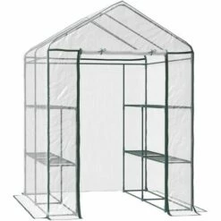 Outsunny Walk In Greenhouse Garden Clear PVC Frame Shelves Reinforced Plant Grow