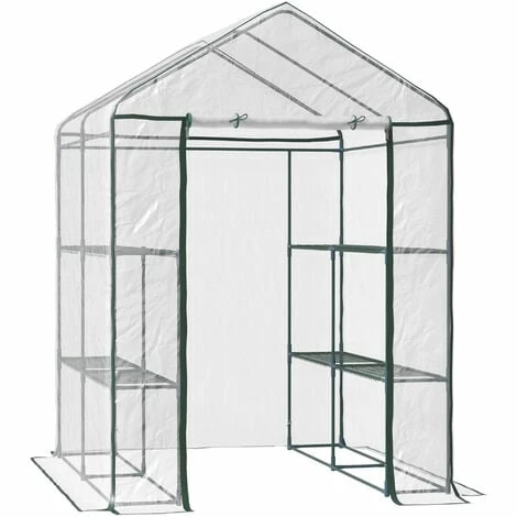 Outsunny Walk In Greenhouse Garden Clear PVC Frame Shelves Reinforced Plant Grow Outsunny Walk In Greenhouse Garden Clear PVC Frame Shelves Reinforced Plant Grow -Outsunny store 1366742 1