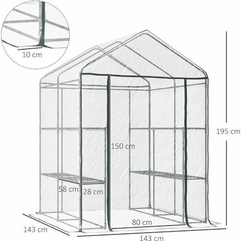 Outsunny Walk In Greenhouse Garden Clear PVC Frame Shelves Reinforced Plant Grow Outsunny Walk In Greenhouse Garden Clear PVC Frame Shelves Reinforced Plant Grow -Outsunny store 1366742 2