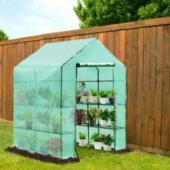 Outsunny Walk In Garden Greenhouse Outdoor Grow House W/ Shelves, 143x143x195cm -Outsunny store 1366743 3
