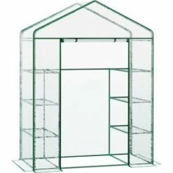 Outsunny Walk In Greenhouse Garden Clear PVC Frame Shelves Reinforced Plant Grow