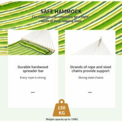 Outsunny Hammock Outdoor Garden Camping Hanging Swing Portable Travel Green -Outsunny store 1366749 4