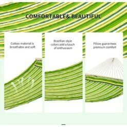 Outsunny Hammock Outdoor Garden Camping Hanging Swing Portable Travel Green -Outsunny store 1366749 5